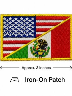 USA Mexico Flag 3x2 Hook & Loop Embroidered Patch Badge American Mexican Eagle S
